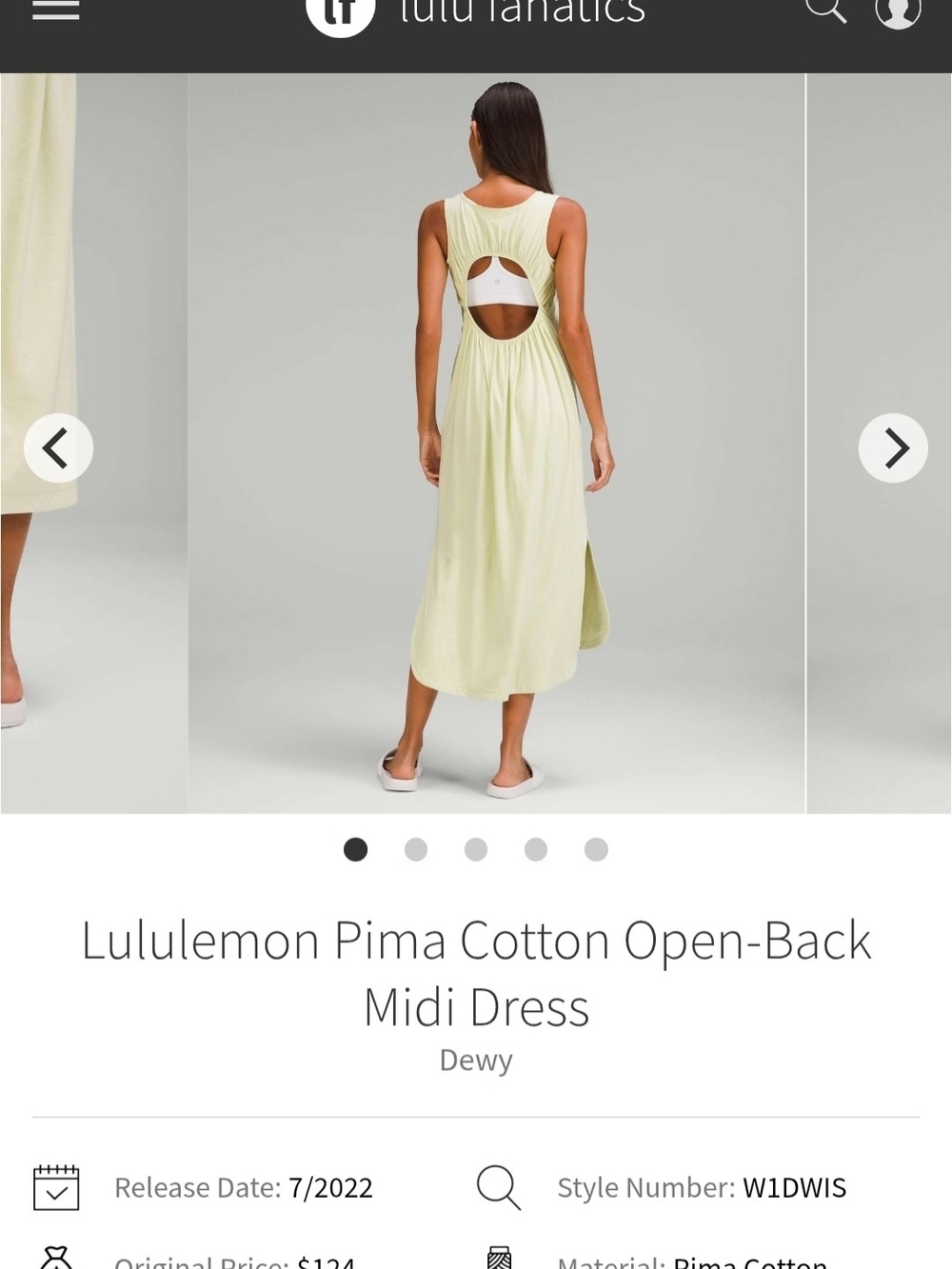 lululemon athletica Pima Cotton Open-Back Midi Dress - Dewy Lime